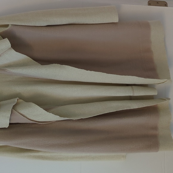 Chico's Mixed Media Wool Mix Open Boho Minimal Cardigan Dramatic Portrait collar - Picture 5 of 9